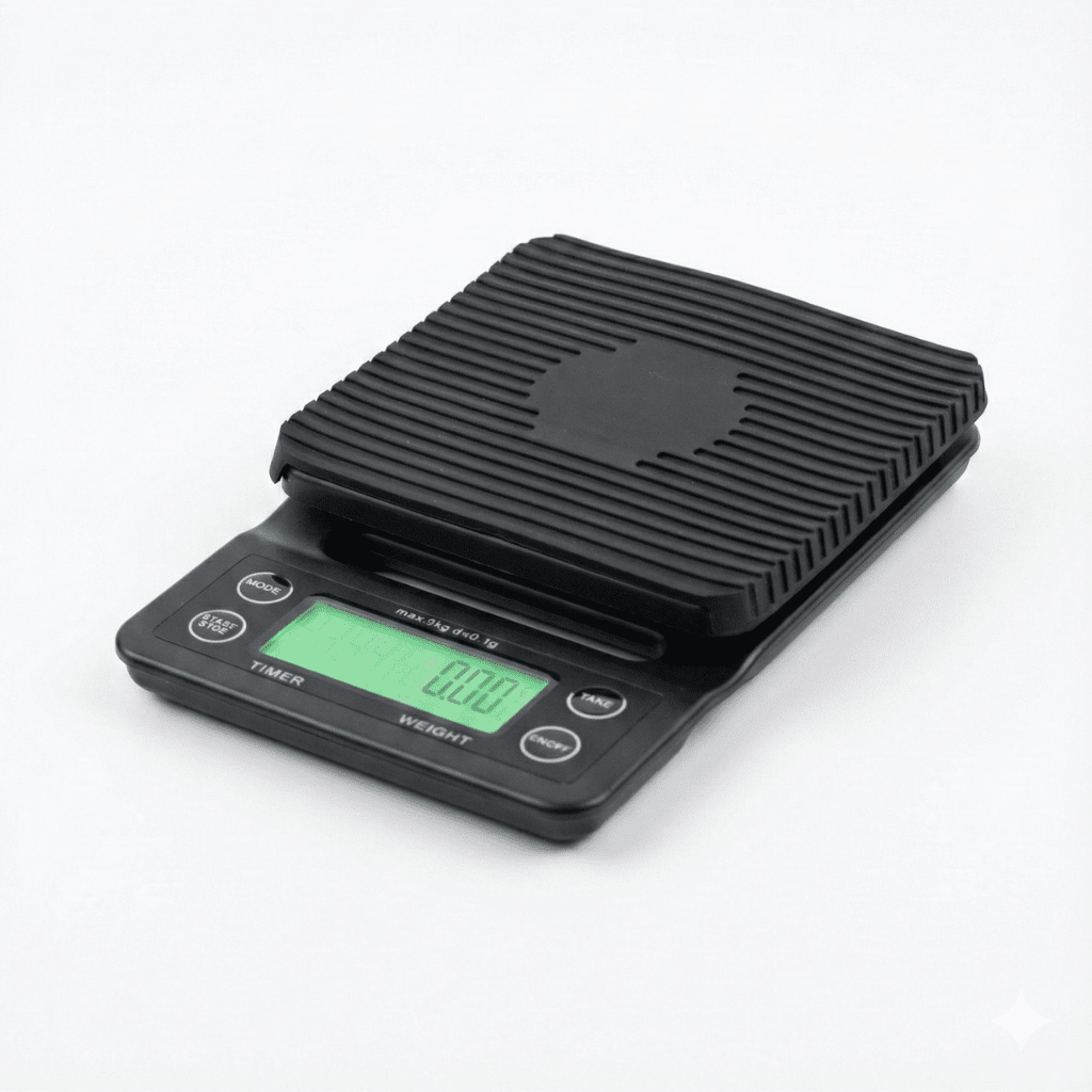 Black Digital Espresso scale on a white background